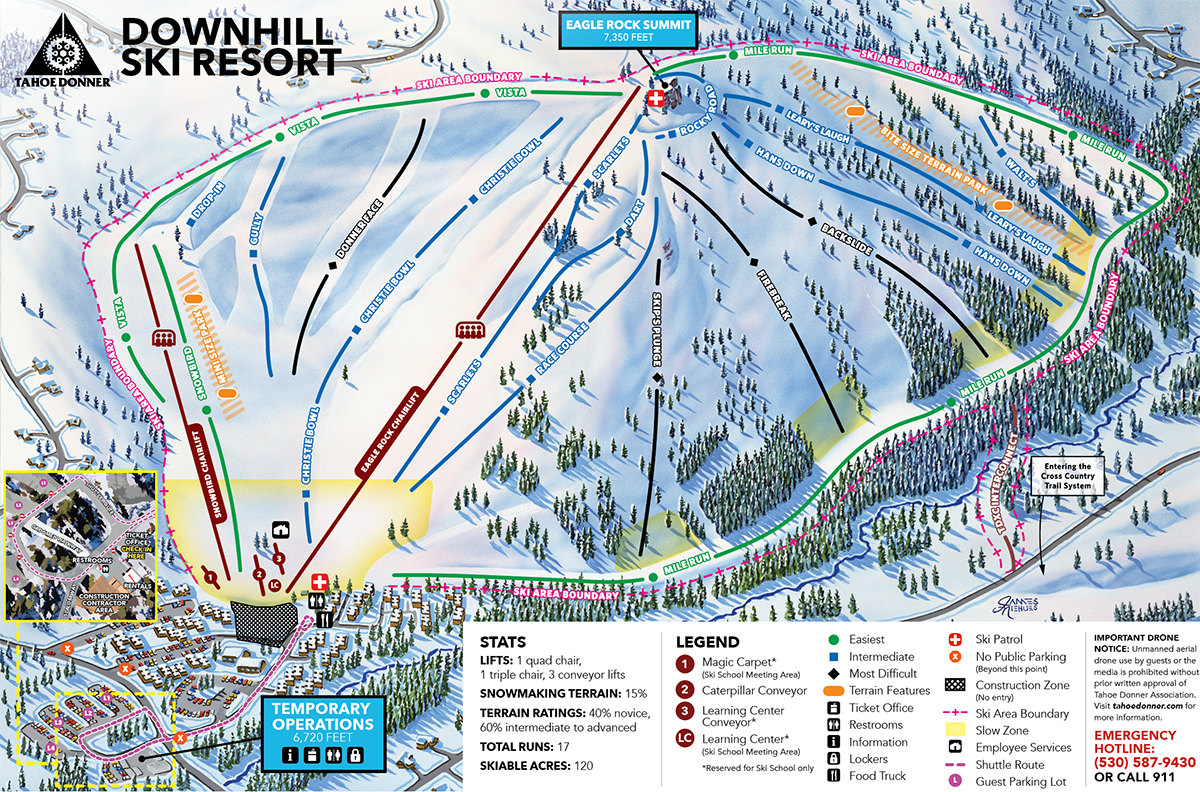 Tahoe Donner Downhill Ski Resort Trail Map 2024-2025