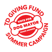 Tahoe Donner Giving Fund dog mayor summer fundraising campaign logo.